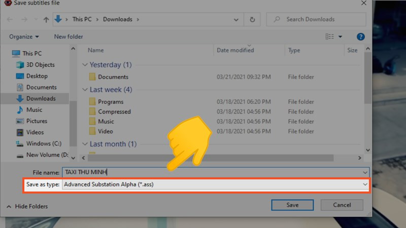alt text: Lưu file .ass cùng thư mục với video