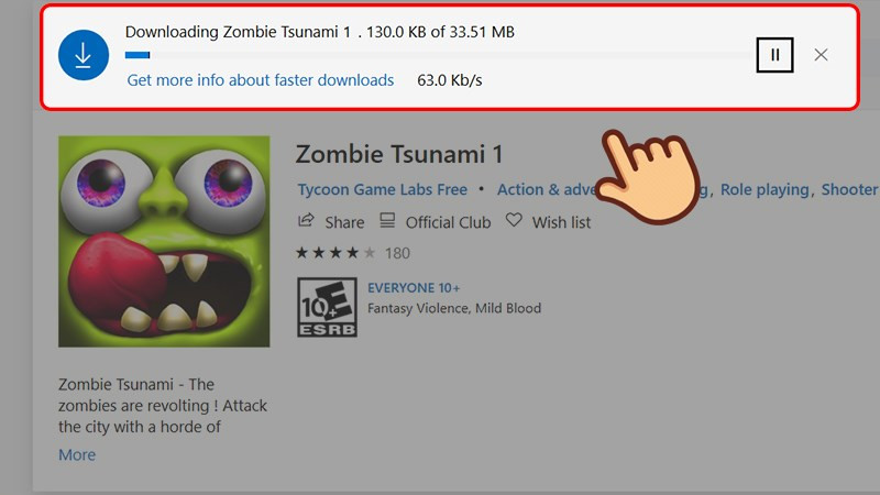 alt text: Màn hình game Zombie Tsunami trên PC