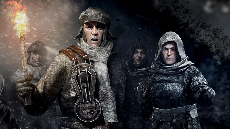 alt text: Người dân làm việc trong Frostpunk