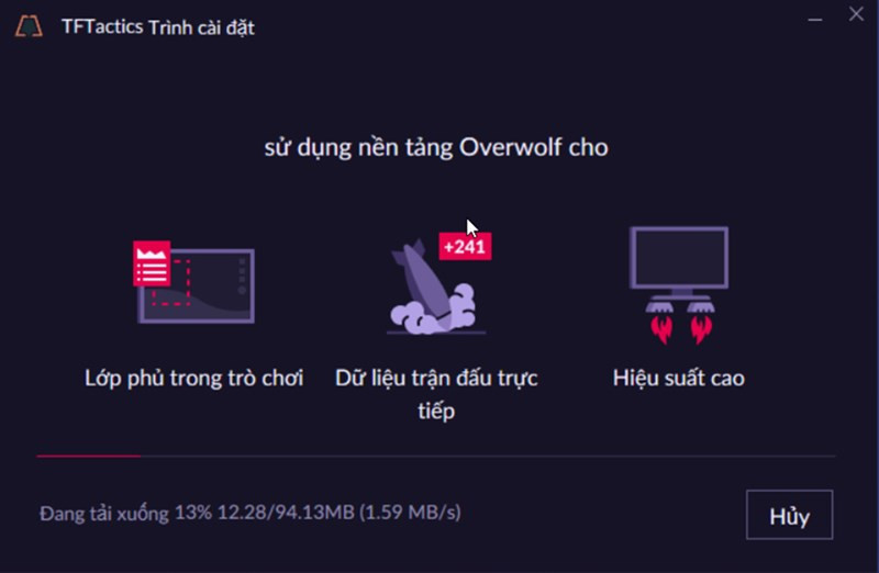 alt text: Quá trình cài đặt TFTactics đang diễn ra