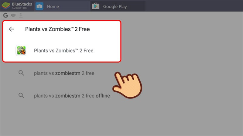 alt text: Tìm kiếm Plants vs Zombies 2 trên BlueStacks