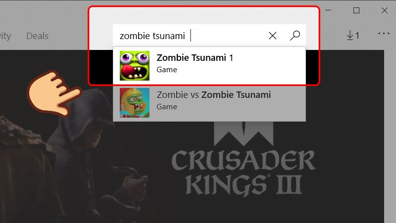 alt text: Tìm kiếm Zombie Tsunami trên Microsoft Store