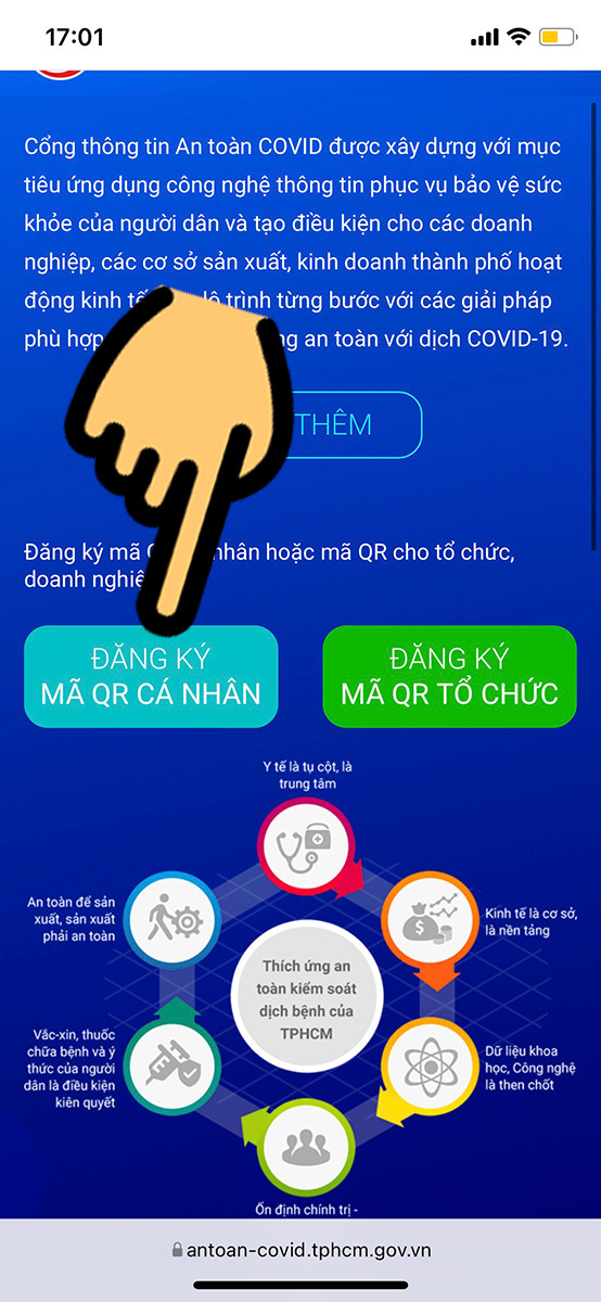 Bạn chọn Đăng ký mã QR Cá nhân