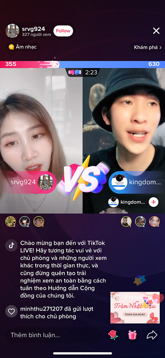 Bắt đầu PK TikTok 