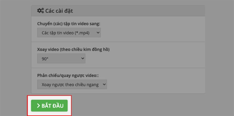 Bắt đầu xoay video