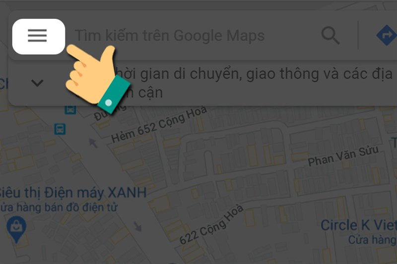 Biểu tượng 3 gạch ngang trên Google Maps