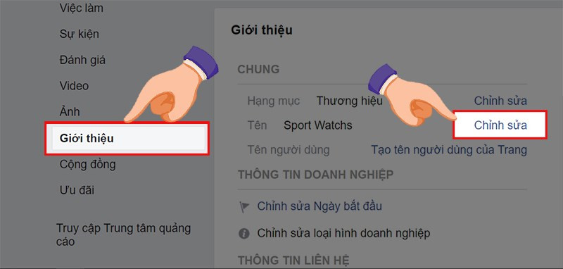 B&acirc;́m vào ph&acirc;̀n Giới thi&ecirc;̣u sau đó &acirc;́n Chỉnh sửa.