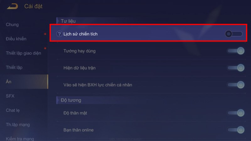 Cách Ẩn Lịch Sử Đấu Liên Quân Mobile Dễ Dàng