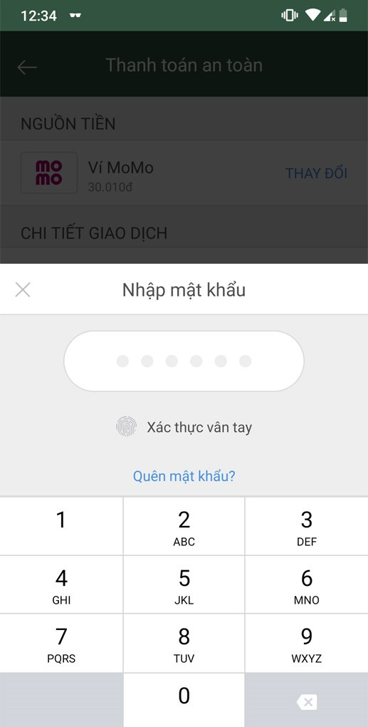 Bước 5: Nhập mật khẩu và chờ thông báo giao dịch thành công.
