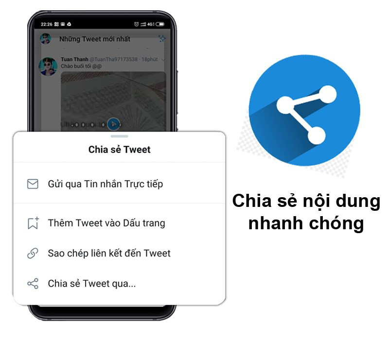 C&oacute; thể chia sẻ nội dụng tr&ecirc;n Twitter đến mọi người