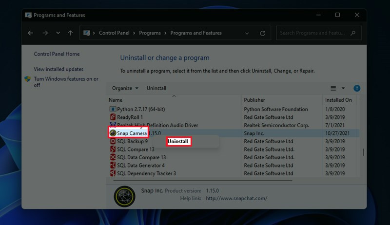 Hướng dẫn Gỡ Cài Đặt Snap Camera Trên Windows Nhanh Chóng