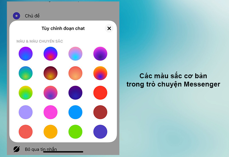 Các màu sắc cơ bản trên Messenger