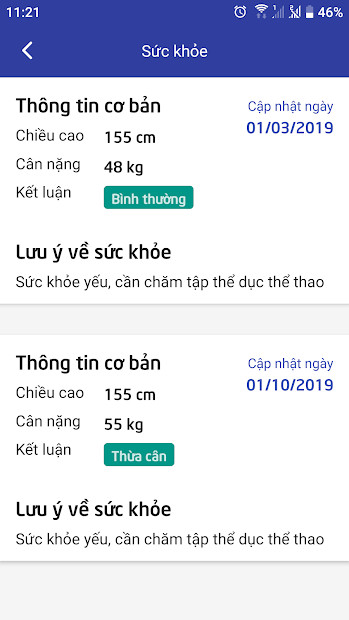 Các tính năng trên ứng dụng