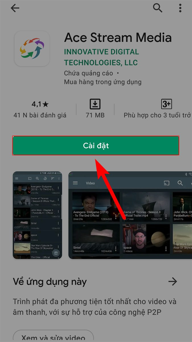 Cài đặt AceStream trên điện thoại Android