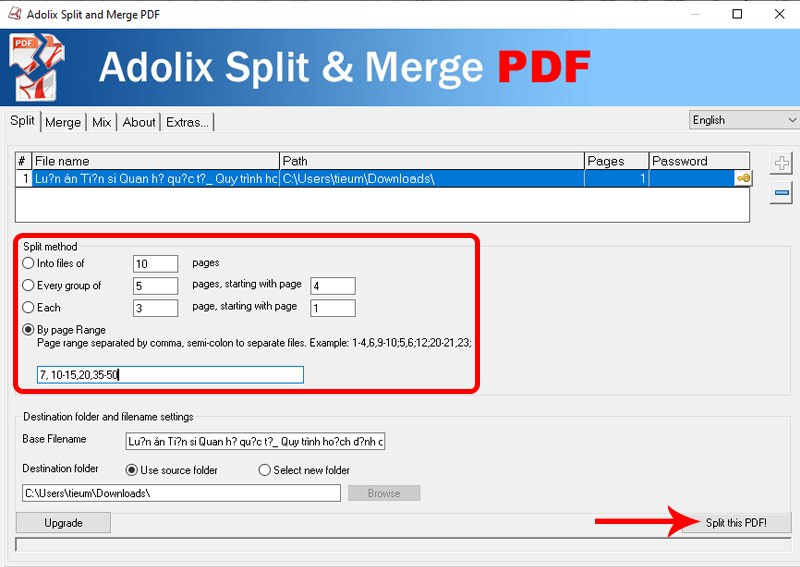 Cắt file PDF với Adolix Split