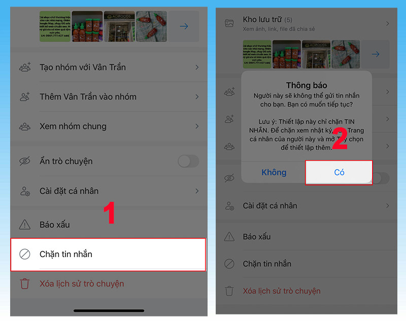 Chặn tin nhắn từ bạn bè trên Zalo