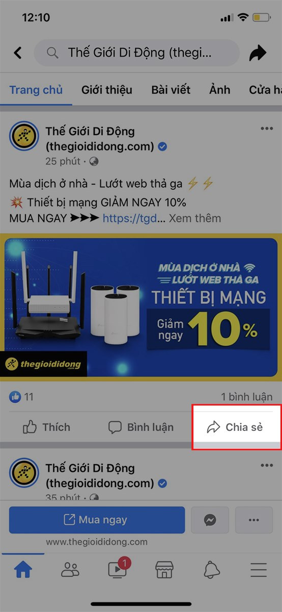 Chia sẻ bài viết lên story Facebook trên điện thoại