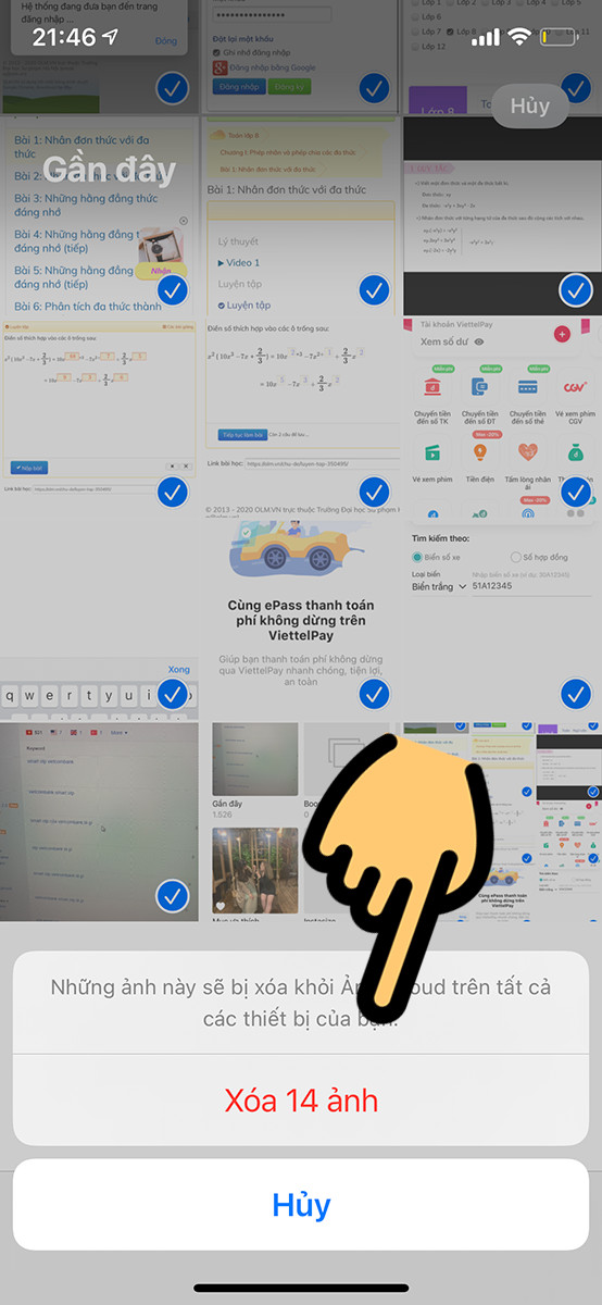 Chọn ảnh cần xóa trên iPhone