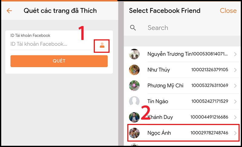 Chọn bạn bè để xem trang đã thích