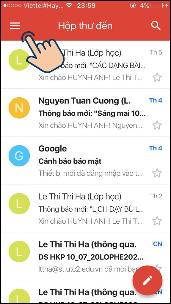 chọn biểu tượng 3 gạch.