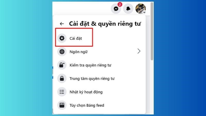 Chọn Cài đặt