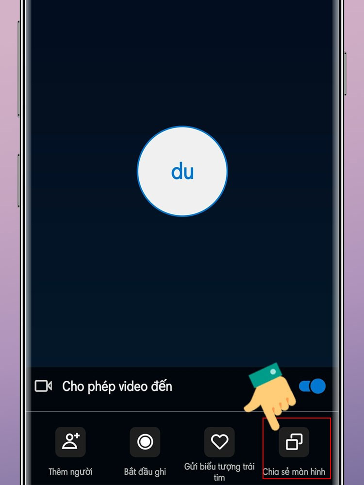 Chọn chia sẻ màn hình