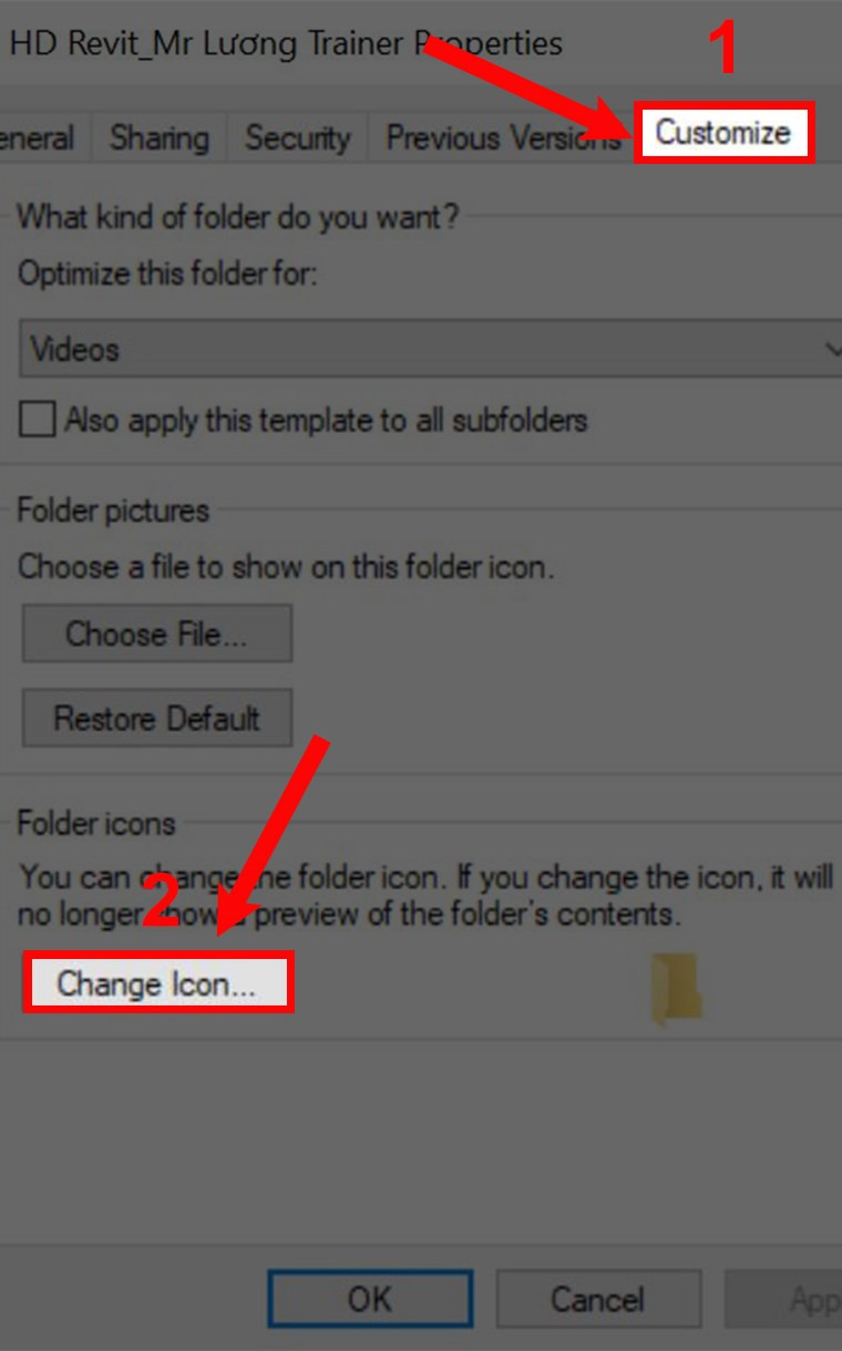 Chọn "Customize" và "Change icon"