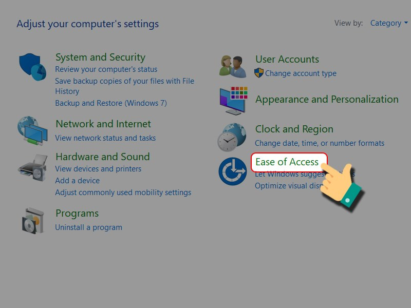 Chọn Ease of Access