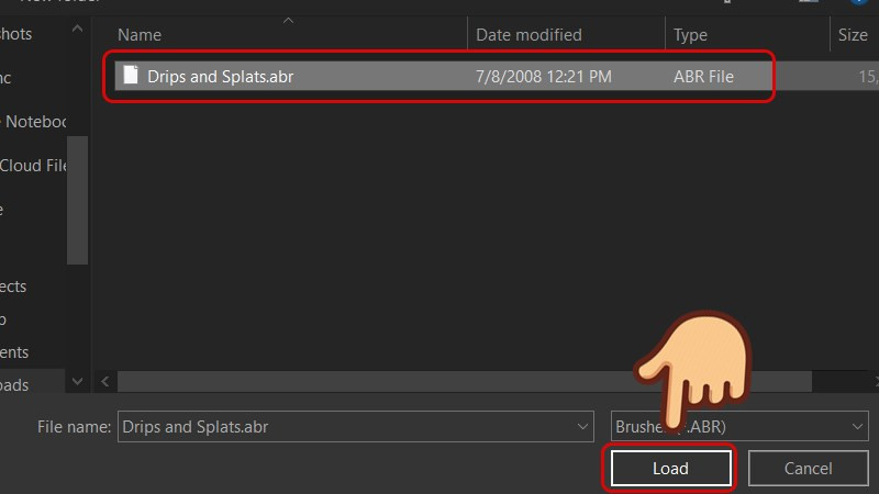 Chọn file brush và nhấn Load