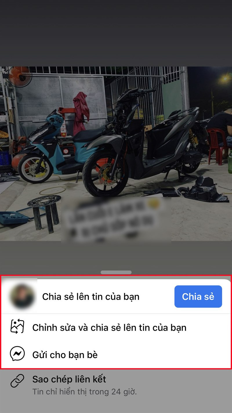 Chọn hình thức chia sẻ story