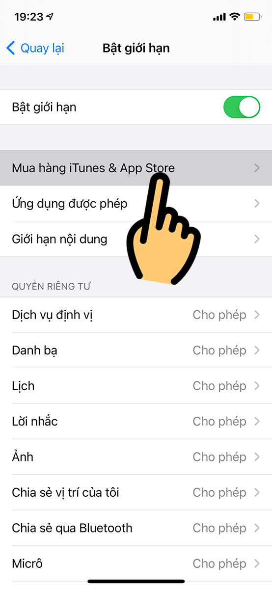 Chọn Mua h&agrave;ng iTunes &amp; App Store