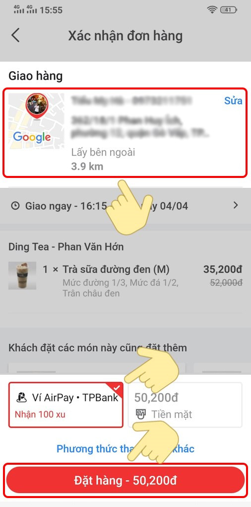 Chọn phương thức thanh toán AirPay