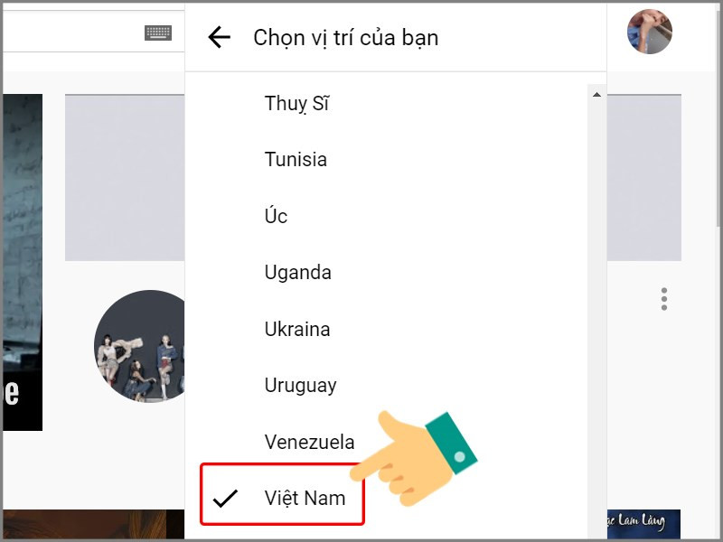 Chọn quốc gia xem top trending YouTube