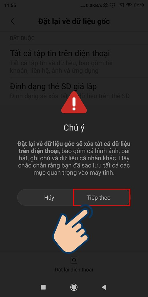 Chọn Tiếp theo để xác nhận