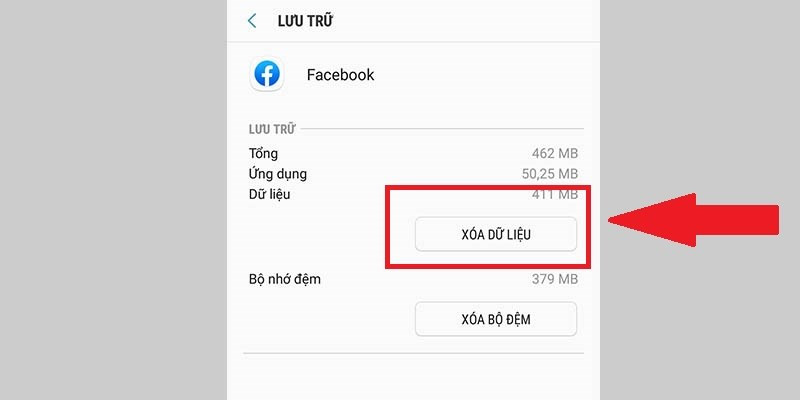 Chọn Xóa dữ liệu