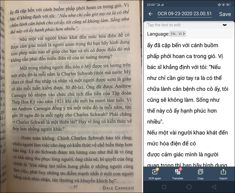 Chuyển ảnh thành văn bản bằng ứng dụng CamScanner