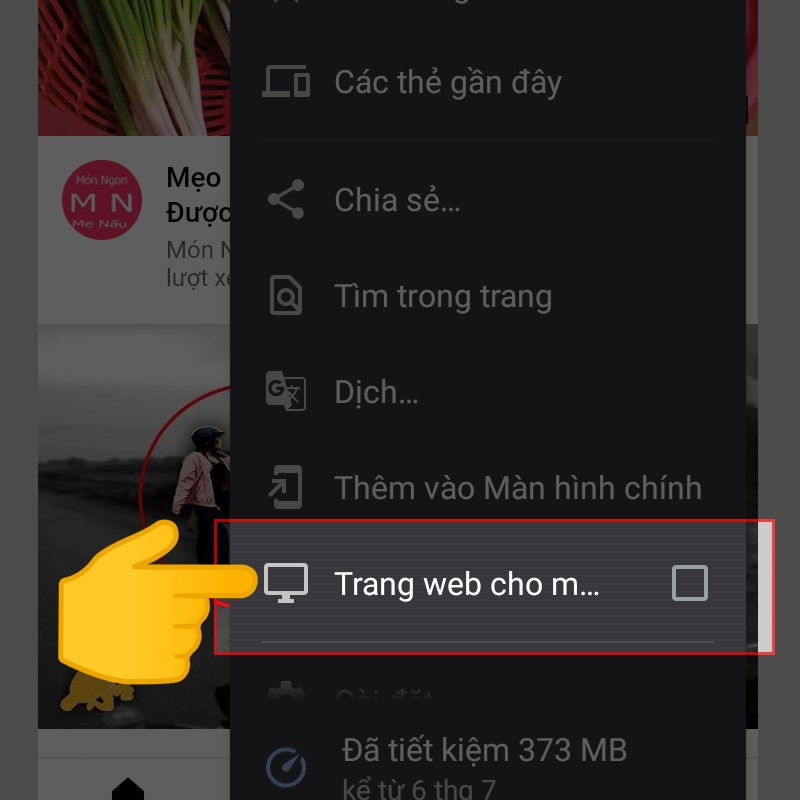 Chuyển sang chế độ máy tính trên Chrome