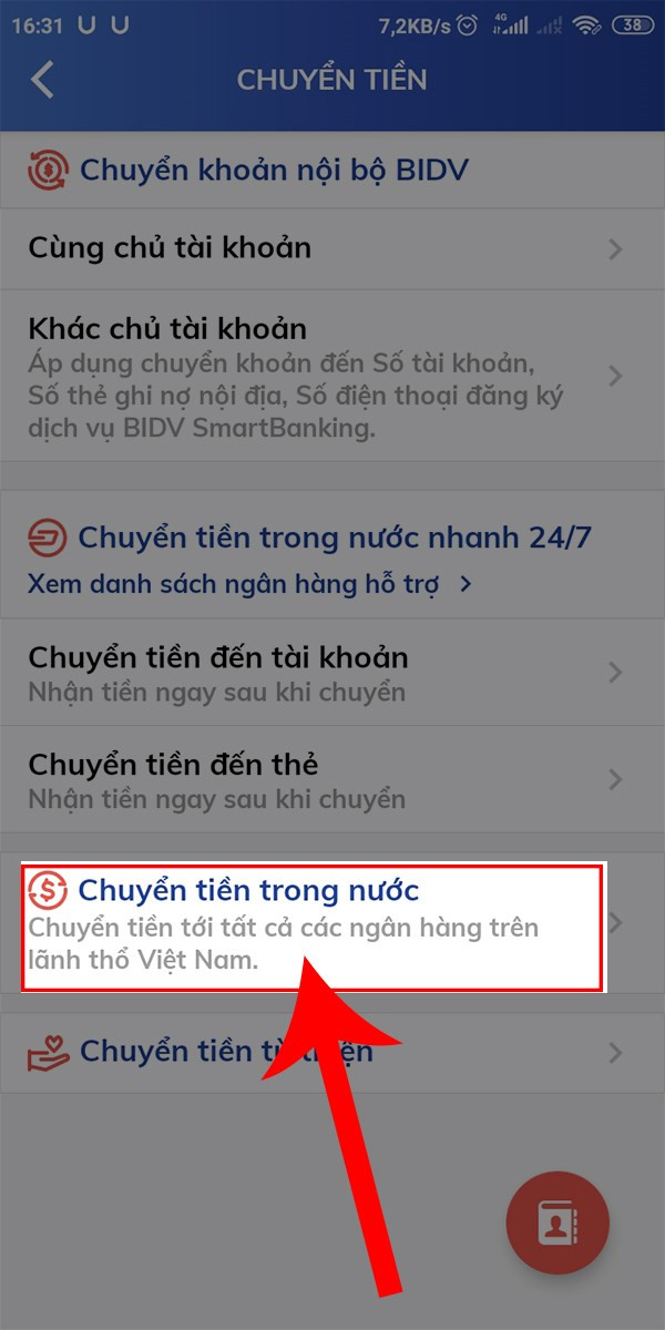 Chuyển tiền khác ngân hàng