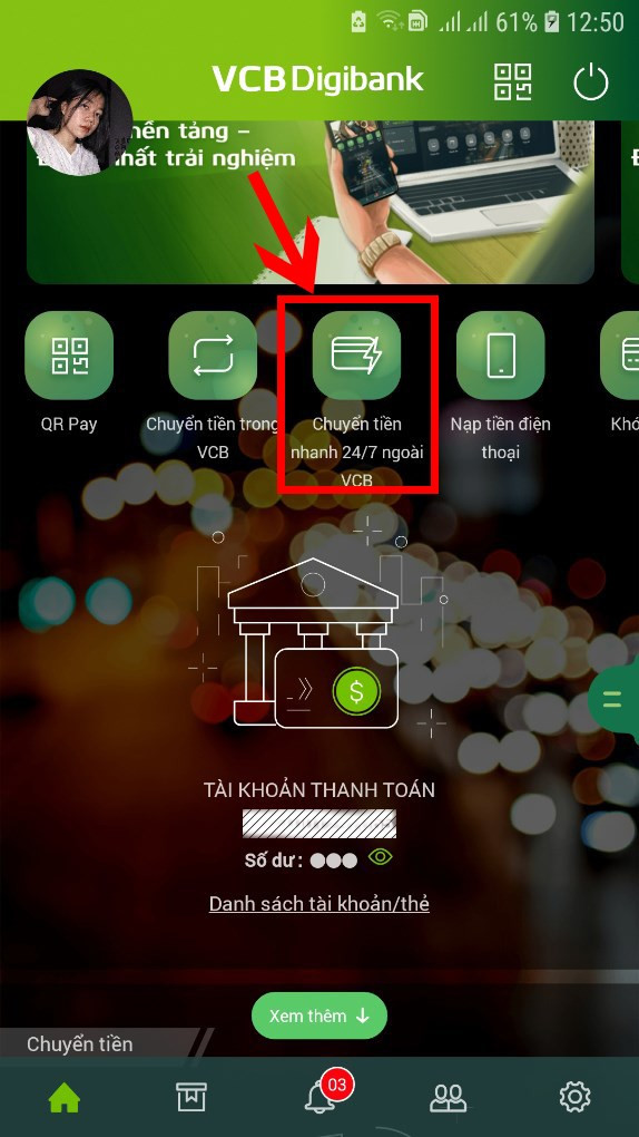 Chuyển tiền nhanh 24/7 ngoài Vietcombank