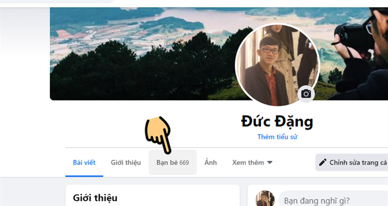 Click vào tab Bạn bè