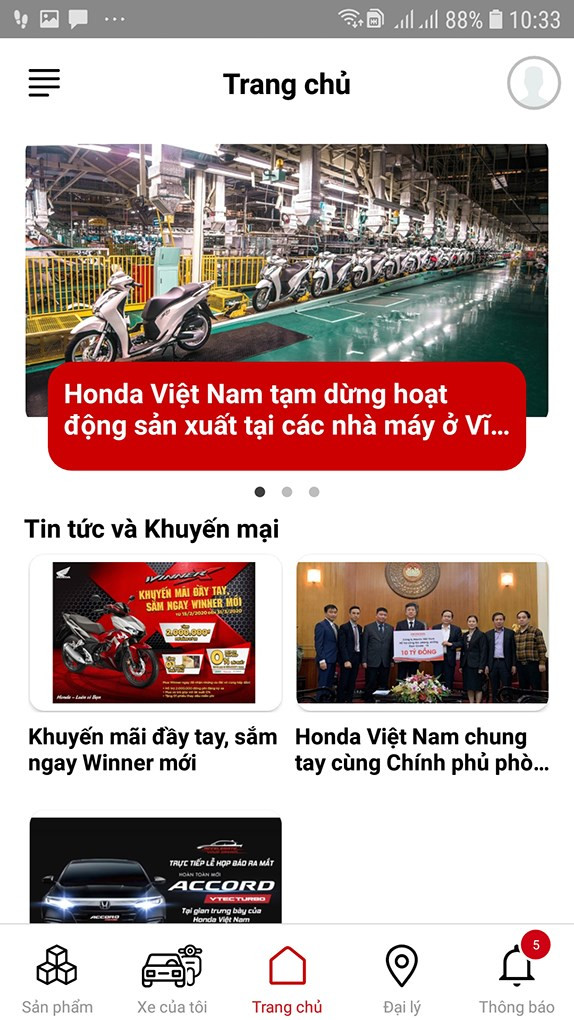 Đăng ký tài khoản MyHonda+ thành công