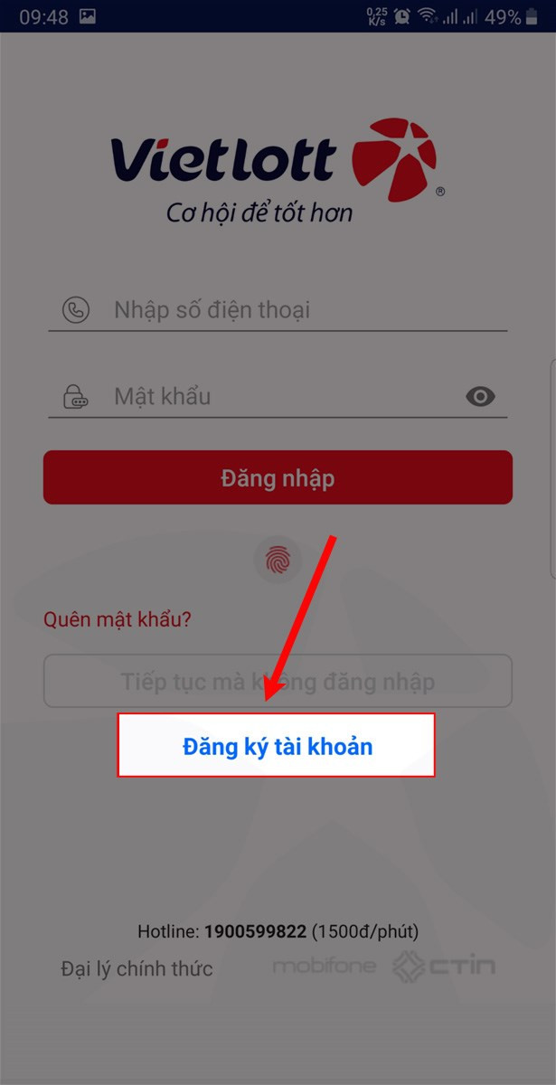 Đăng ký tài khoản Vietlott SMS