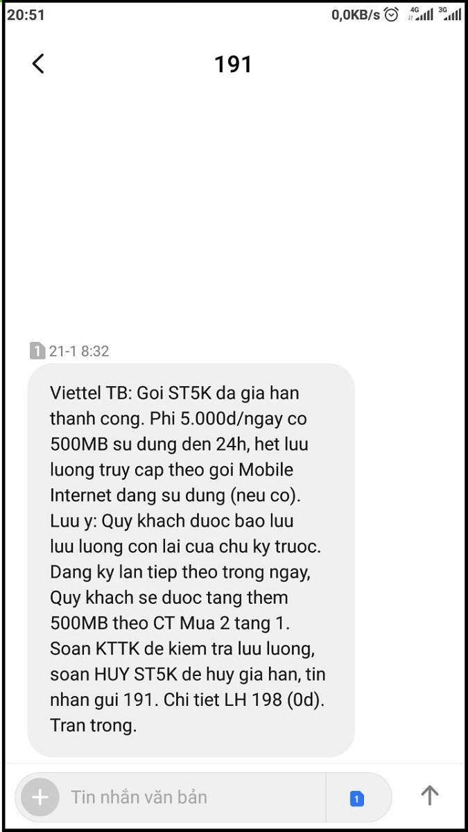 Đăng ký thành công gói cước ST5K