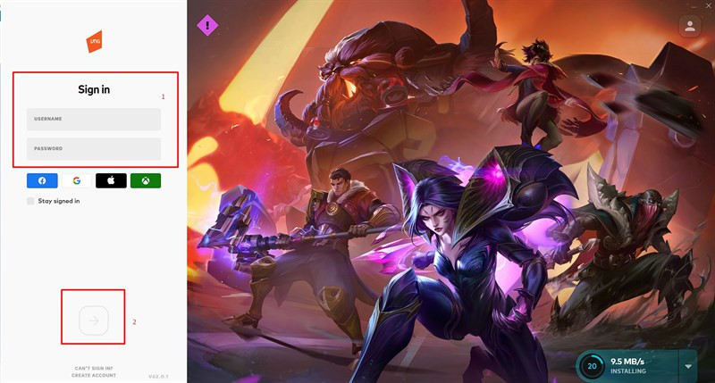 Đăng nhập vào tài khoản Riot Games