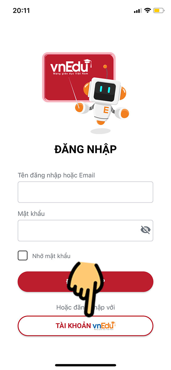 Đăng nhập vnEdu LMS trên điện thoại