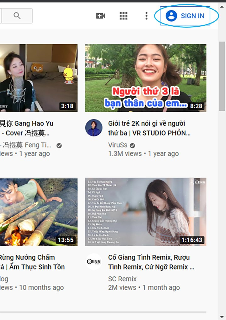 Đăng nhập YouTube trên máy tính