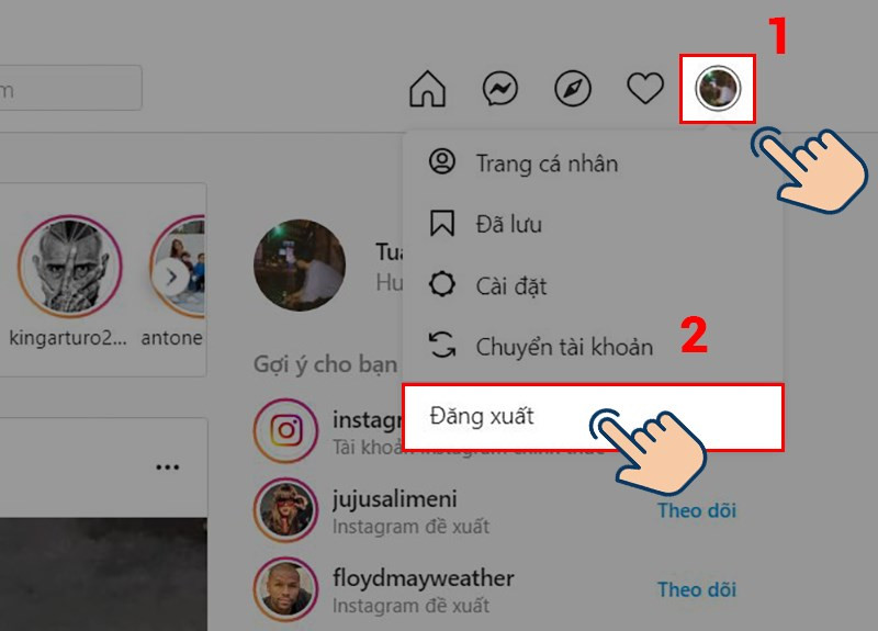 Đăng xuất Instagram trên máy tính