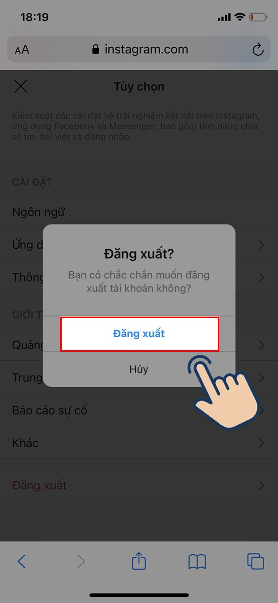 Đăng xuất Instagram trên web