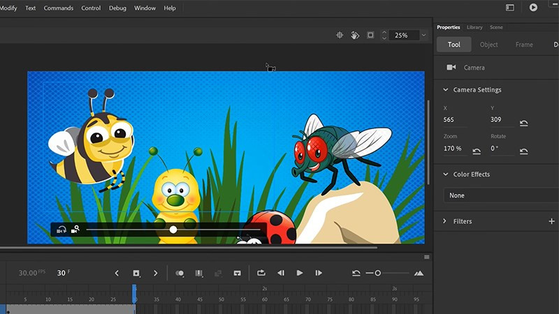 Điều khiển camera trong Adobe Animate