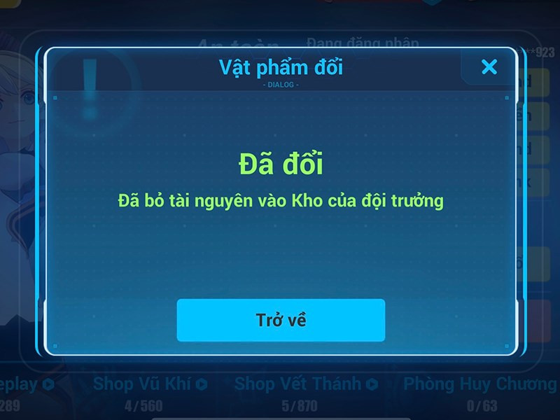 Đổi quà thành công!